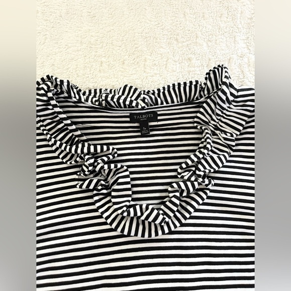 TALBOTS Black and White Striped Sleeveless Dress Size Small Petite - Picture 3 of 7